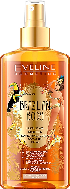Luksusowa mgiełka samoopoalająca 5w1, jasna i średnia karnacja - Eveline Cosmetics Brazilian Body