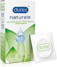 Prezerwatywy lateksowe z żelem nawilżającym, cienkie, 12 szt. - Durex Naturals — Zdjęcie N1