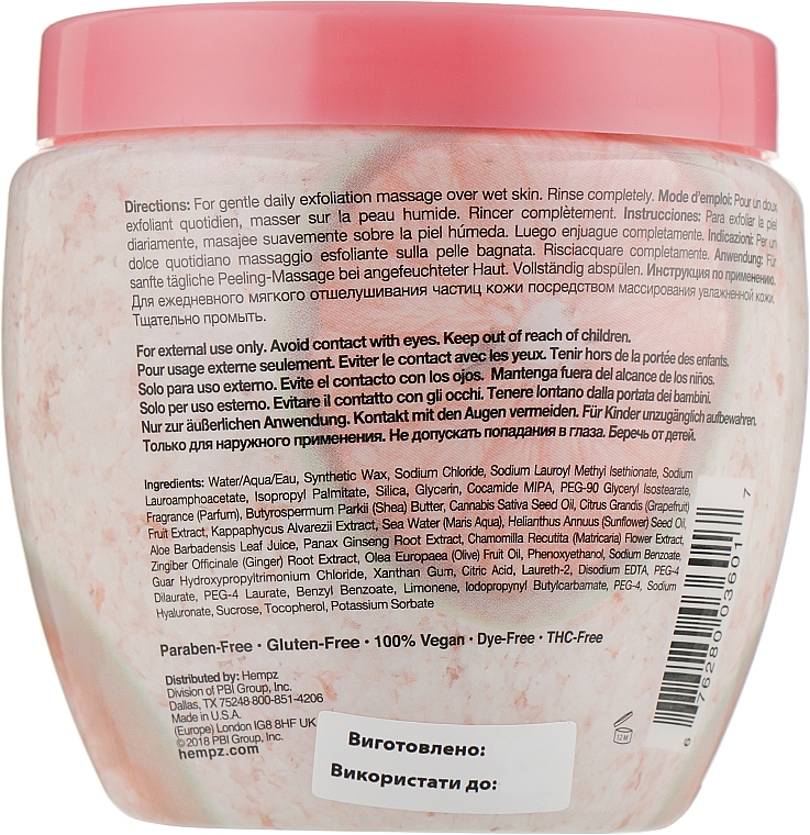 Peeling do ciała Różowe pomelo i sól himalajska - Hempz Pink Pomelo & Himalayan Sea Salt Herbal Body Salt Scrub — Zdjęcie N2