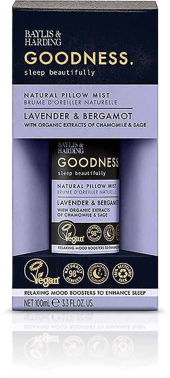 Spray do poduszek z lawendą i bergamotką - Baylis & Harding Goodness Sleep Pillow Mist Lavender&Bergamot — Zdjęcie N2