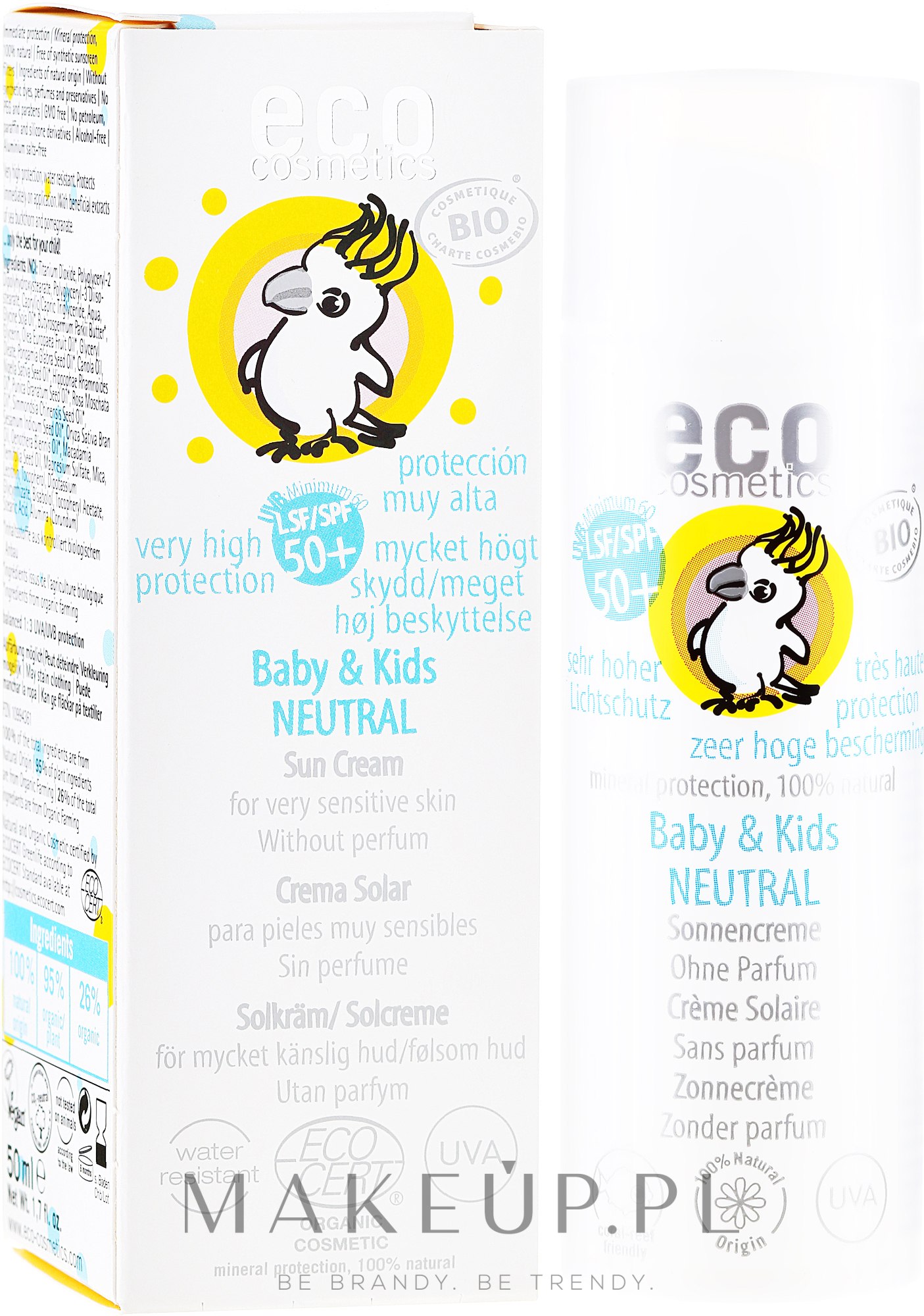 Neutralny przeciwsłoneczny krem dla dzieci SPF 50+ - Eco Cosmetics Baby & Kids Sun Protection Cream — Zdjęcie 50 ml