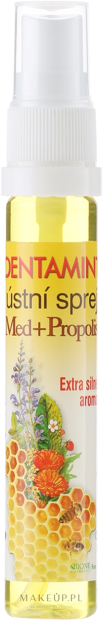 Odświeżacz do jamy ustnej z mleczkiem pszczelim i propolisem - Bione Cosmetics Dentamint Mouth Spray Honey + Propolis — Zdjęcie 27 ml