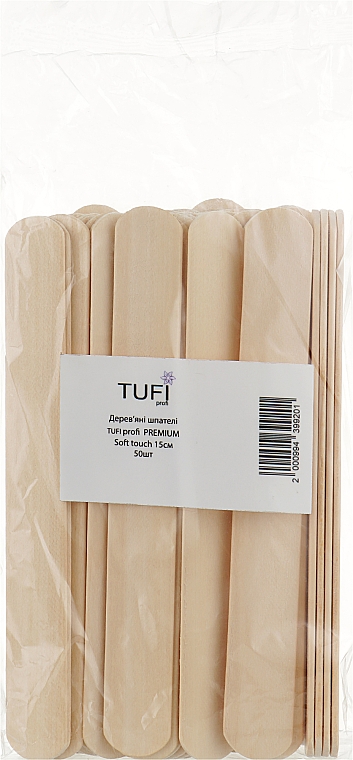 Szpatułka drewniana 15 cm, 50 szt. - Tufi Profi Premium Soft Touch — Zdjęcie N1
