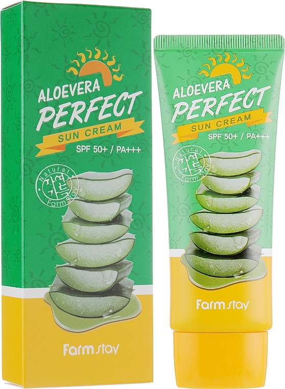 Aloesowy krem ​​do opalania SPF50+ - FarmStay Aloevera Perfect Sun Cream SPF50+ PA+++ — Zdjęcie N1