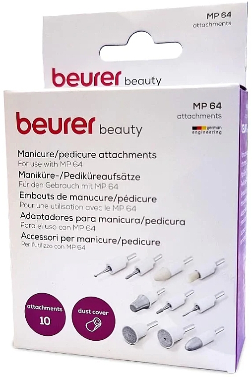 Nasadki do zestawów do manicure i pedicure, 10 szt. - Beurer MP 64 — Zdjęcie N1