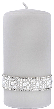Świeca dekoracyjna 7 x 14 cm, szara - Artman Crystal Pearl  — Zdjęcie N1