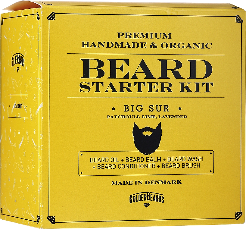 Zestaw do brody - Golden Beards Starter Beard Kit Big Sur (balm 60 ml + oil 30 ml + shmp 100 ml + cond 100 ml + brush) — Zdjęcie N1