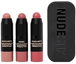 Zestaw - Nudestix Mini Pink Nude Blush Kit (blush/3x1.8g) — Zdjęcie N1