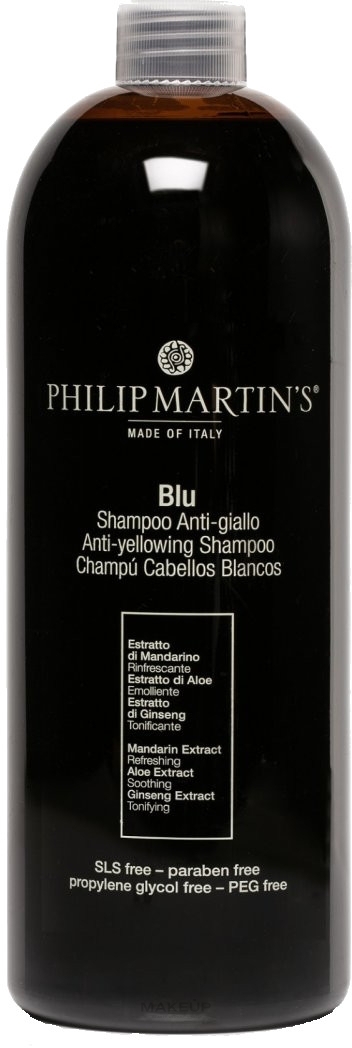 Szampon przeciw żółceniu włosów jasnych - Philip Martin's Blu Anti-yellowing Shampoo — Zdjęcie 1000 ml