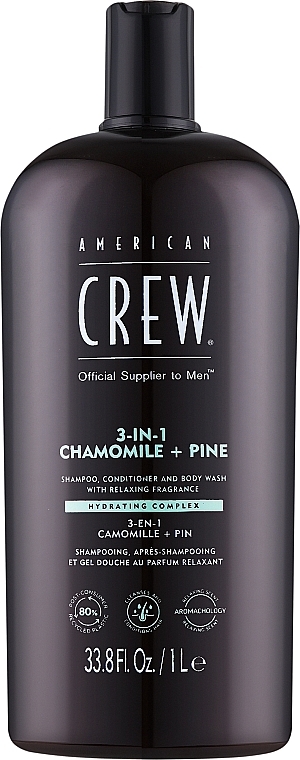 Żel do pielęgnacji włosów i ciała 3 w 1 - American Crew Official Supplier To Men 3 In 1 Chamomile + Pine Shampoo Conditioner And Body Wash  — Zdjęcie N2