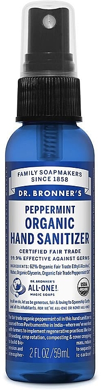 Organiczny środek do dezynfekcji rąk - Dr. Bronner Organic Peppermint Hand Sanitazer — Zdjęcie N1