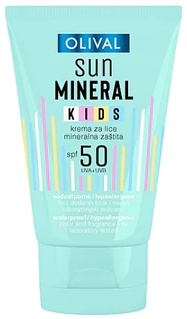 Krem przeciwsłoneczny do twarzy dla dzieci SPF 50 - Olival Sun Mineral Kids Face Cream SPF 50 — Zdjęcie N1