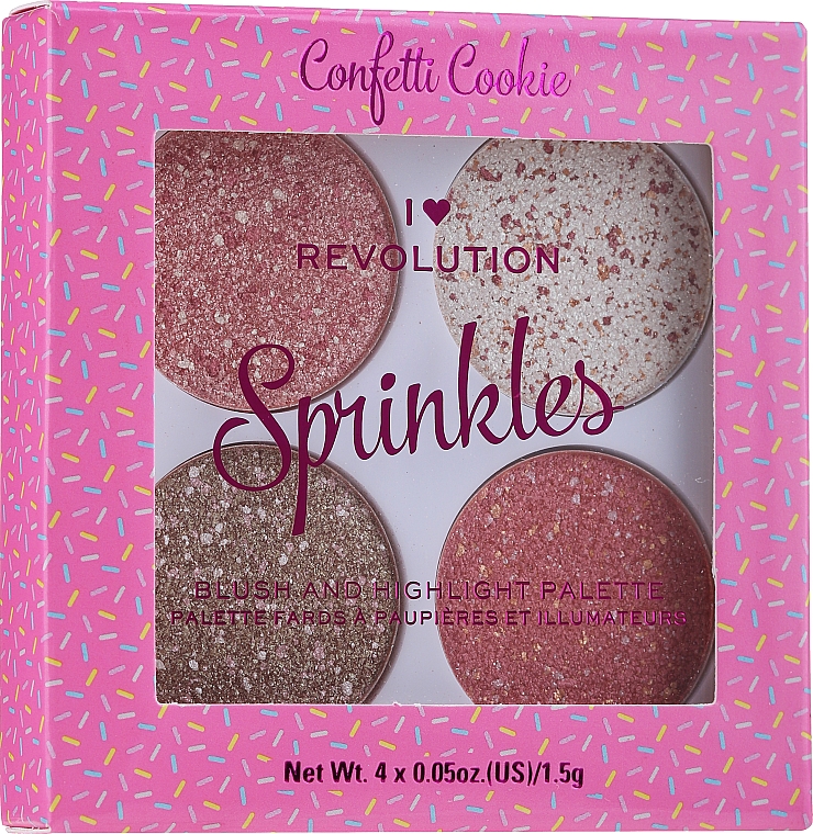 Paletka różów i rozświetlaczy do twarzy - Makeup Revolution I Heart Revolution Sprinkles