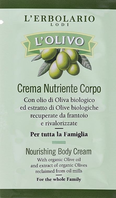 Odżywczy krem do ciała z oliwą z oliwek - L'Erbolario L'Olivo Nourishing Body Cream With Organic Olive Oil (próbka) — Zdjęcie N1