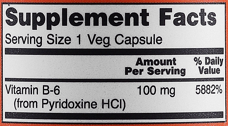 Witamina B6, 100 mg, w kapsułkach - Now Foods Vitamin B6 — Zdjęcie N3