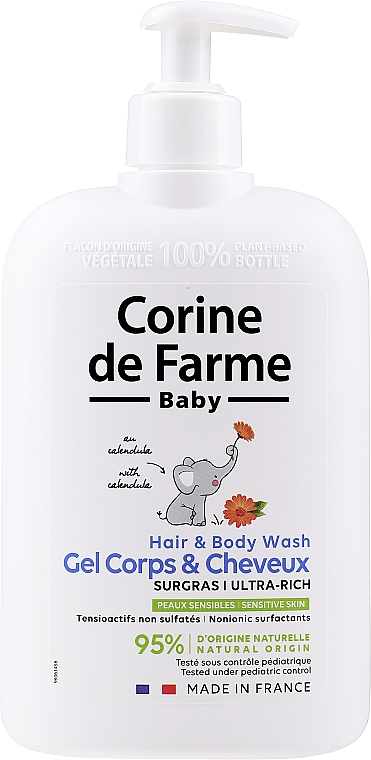 Delikatny żel dla dzieci i niemowląt do mycia włosów i ciała do skóry wrażliwej - Corine De Farme Hair & Body Wash