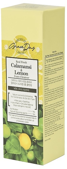 Pianka do mycia twarzy z ekstraktem z kalamondin i cytryny - Grace Day Real Fresh Calamansi Lemon Foam Cleanser — Zdjęcie N4