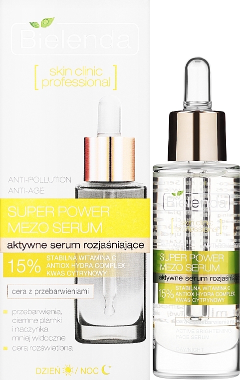 Aktywne serum rozjaśniające do cery z przebarwieniami - Bielenda Skin Clinic Professional Super Power Mezo Serum — Zdjęcie N2