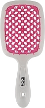 Szczotka do włosów, biała z różowymi zębami - Kodi Professional Soft Touch Hairbrush — Zdjęcie N1