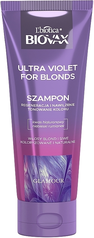 Biovax Ultra Violet Intensywnie regenerujący - szampon tonujący do włosów blond i siwych  — Zdjęcie N1