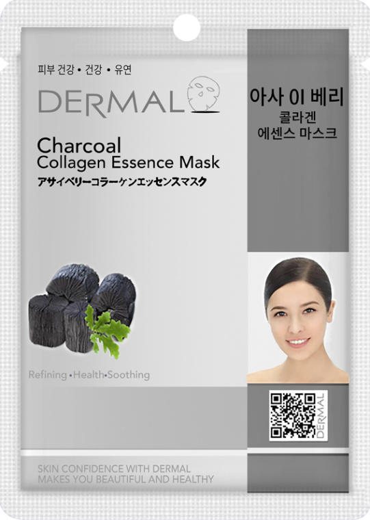 Kolagenowa esencjonalna maseczka do twarzy Węgiel drzewny - Dermal Charcoal Collagen Essence Mask — Zdjęcie N1