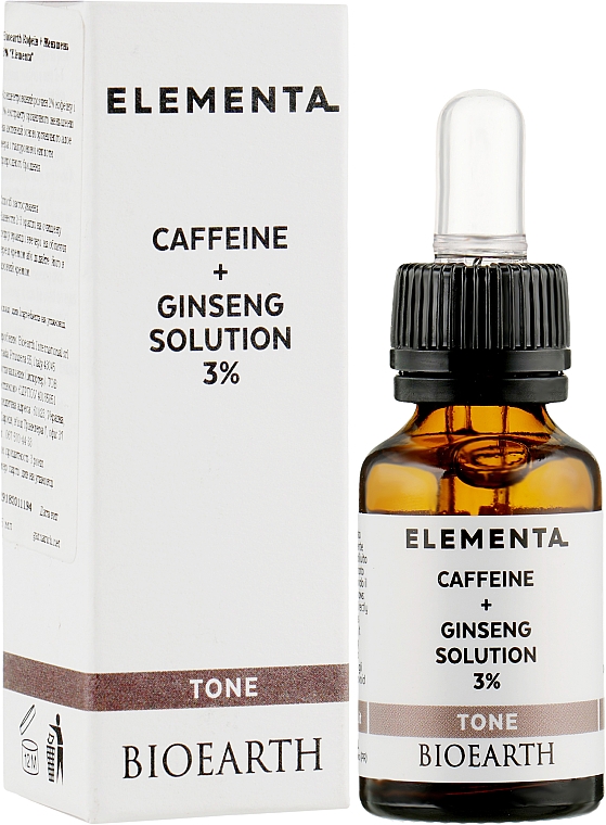 Serum do twarzy Kofeina+żeń-szeń 3% - Bioearth Elementa Tone Caffeine + Ginseng Solution 3% — Zdjęcie N4