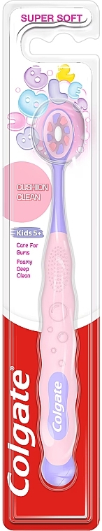 Szczoteczka do zębów dla dzieci od 5 lat, różowa - Colgate Cushion Clean Kids 5+ Super Soft — Zdjęcie N1