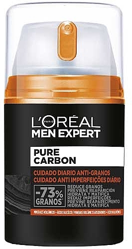 Nawilżający krem przeciw niedoskonałościom twarzy - L'Oreal Paris Daily Anti-pimple Care Pure Carbon Men Expert  — Zdjęcie N1