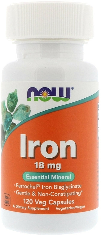 Kompleks żelaza, 18 mg. - Now Foods Iron — Zdjęcie N1