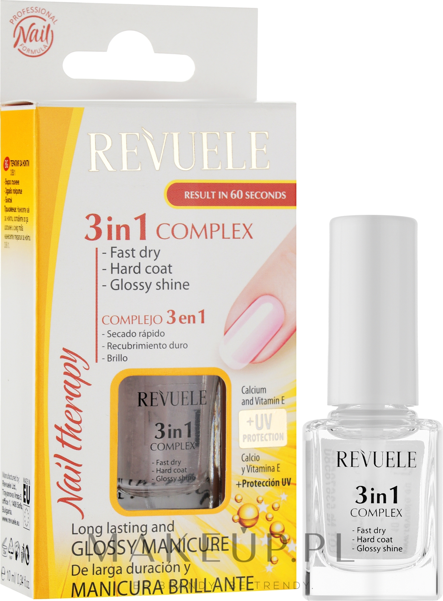 Top przyśpieszający wysychanie lakieru 3 w 1 - Revuele Nail Therapy — Zdjęcie 10 ml