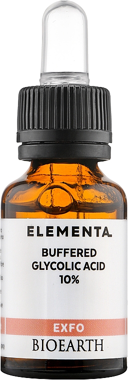 Serum do twarzy z kwasem glikolowym 10% - Bioearth Elementa Exfo Buffered Glycolic Acid 10% — Zdjęcie N1