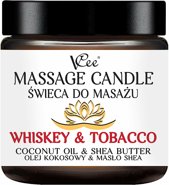 Świeca do masażu Whisky i tytoń - VCee Massage Candle Whiskey & Tobacco Coconut Oil & Shea Butter — Zdjęcie N1