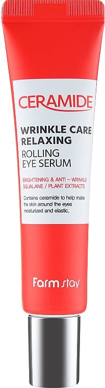 Przeciwstarzeniowe serum relaksujące do skóry wokół oczu z ceramidami	 - FarmStay Ceramide Wrinkle Care Relaxing Rolling Eye Serum