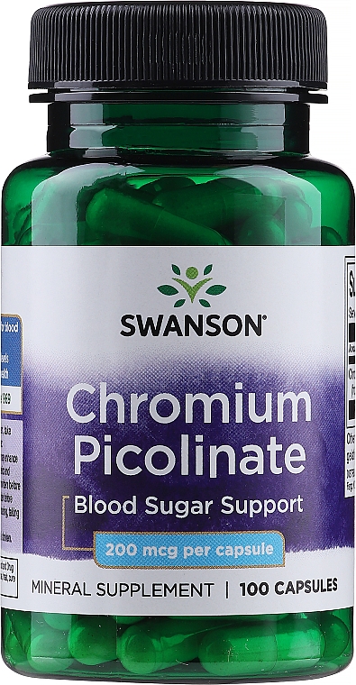 Suplement diety Pikolinian chromu, 200 mg - Swanson Chromium Picolinate Capsules — Zdjęcie N1