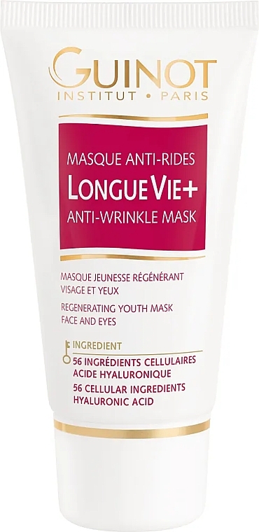 Hialuronowa maska przeciwstarzeniowa na twarz i oczy z kolagenem nowej generacji - Guinot Longue Vie+ Anti-Wrinkle Mask — Zdjęcie N1