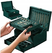 Welurowe pudełko na biżuterię, zielone - Ecarla — Zdjęcie N4