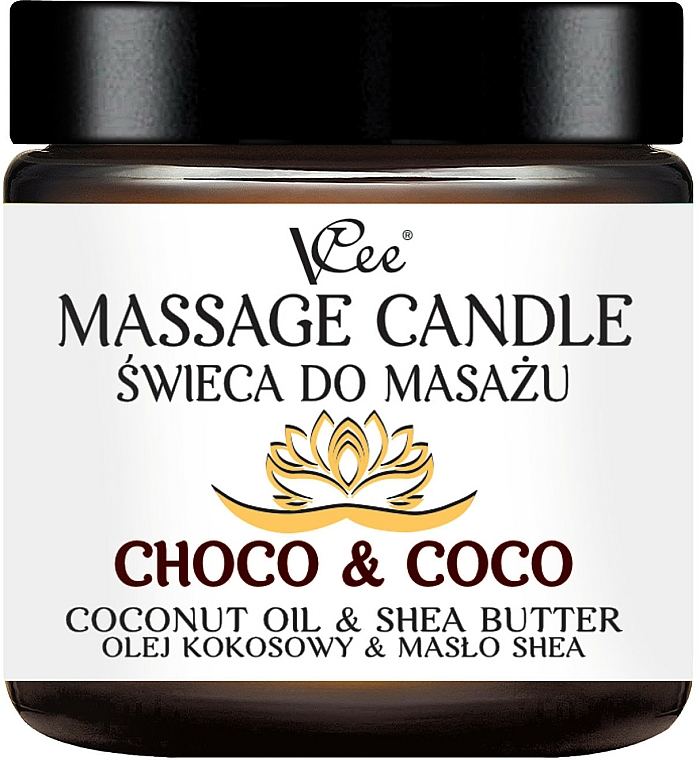 Świeca do masażu Czekolada i kokos - VCee Massage Candle Choco & Coco Coconut Oil & Shea Butter