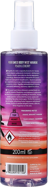 PRZECENA! Shake for Body Perfumed Body Mist Waikiki Peach & Cherry - Perfumowana mgiełka do ciała * — Zdjęcie N2