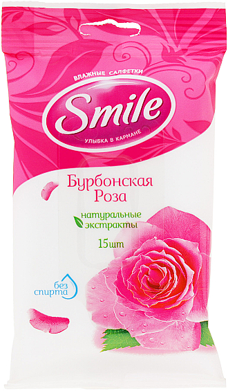 Chusteczki nawilżane, Róża, 15szt - Smile Ukraine
