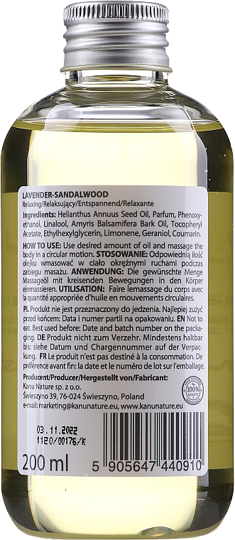 Olejek do masażu Lawenda i drzewo sandałowe - Kanu Nature Lavender Sandalwood Massage Oil — Zdjęcie N2