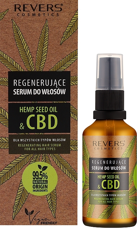 Regenerujące serum do włosów z naturalnym olejem konopnym CBD - Revers Regenerating Serum With Natural Hemp Oil With CBD — Zdjęcie N2