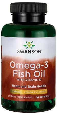 Suplement diety Omega-3 o smaku cytrynowym - Swanson Omega-3 Fish Oil Lemon Flavour 1000mg — Zdjęcie N1