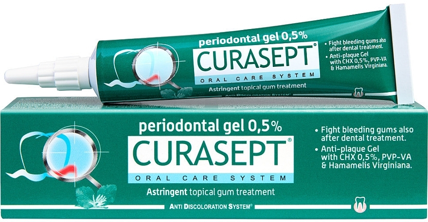 Żel periodontologiczny z chlorheksydyną 0,5% i oczarem wirginijskim - Curaprox Curasept ADS 350 Parodontal Gel — Zdjęcie N1