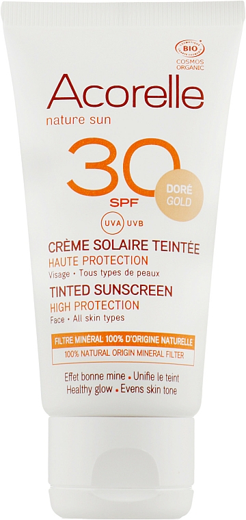 Koloryzujący krem przeciwsłoneczny do twarzy SPF 30 - Acorelle Nature Sun Cream SPF30