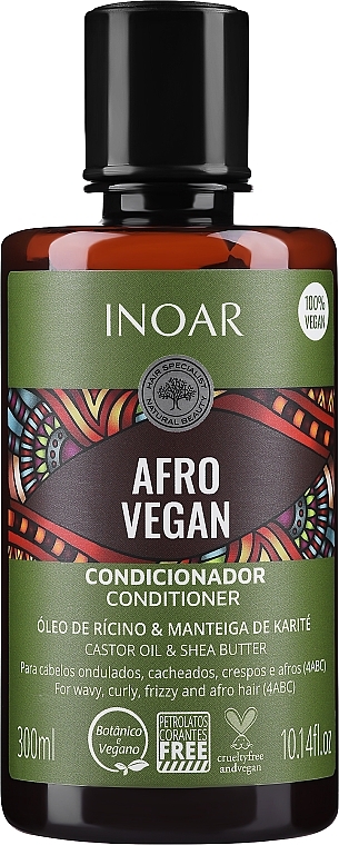 Odżywka do włosów falowanych, kręconych i afro - Inoar Afro Vegan Conditioner — Zdjęcie N1
