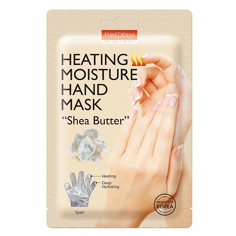 Rozgrzewająco-nawilżająca maska do dłoni z masłem shea - Purderm Heating Moisture Hand Mask “Shea Butter" — Zdjęcie N1