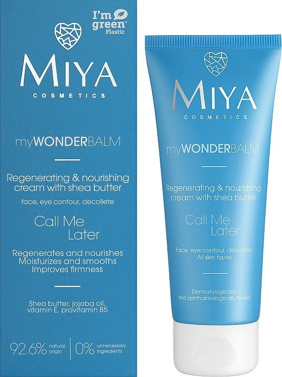 Regenerująco-odżywczy krem z masłem shea - Miya Cosmetics My Wonder Balm Call Me Later Face Cream — Zdjęcie N2