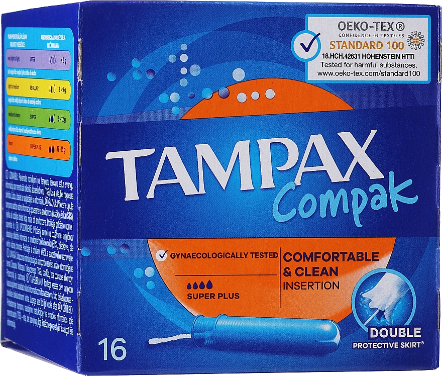 Tampony z aplikatorem, 16 szt. - Tampax Compak Super Plus