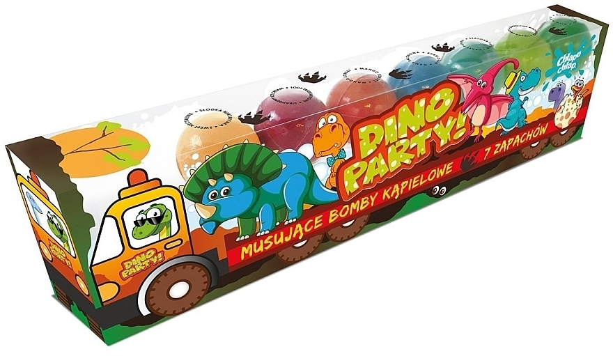 PRZECENA! Zestaw kul do kąpieli - Chlapu Chlap Dino Truck (b/bomb/7x50 g) * — Zdjęcie N1