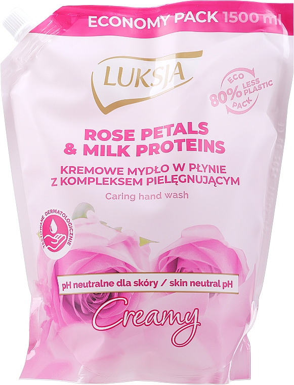 Nawilżające mydło w płynie do rąk Płatki róż i proteiny mleka - Luksja Creamy Rose Petal & Milk Proteins (uzupełnienie) — Zdjęcie N3